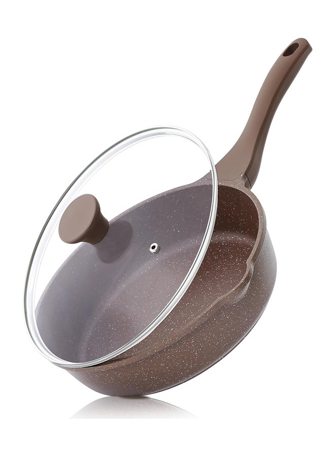 SENSARTE 10.5-Inch Nonstick Frying Pan With Lid – Deep Saute Pan, Induction Safe, Classic Black