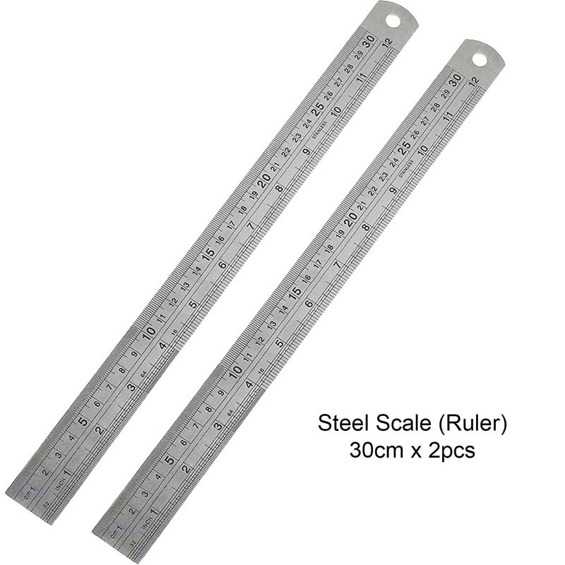 SVDK 30cm Stainless Steel Ruler | Durable Metal Scales with Permanently Etched Markings | Precision Measuring Tool for Students, Engineers, Architects, and Artists (Pack of 2) - Image 2