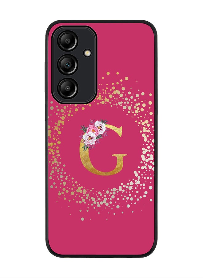 Stylizedd Rugged Black Edge Case for Samsung Galaxy A55, Slim Case Cover- Custom Monogram Initial Letter Floral Pattern Alphabet - G (Deep Pink Rose) - Image 1