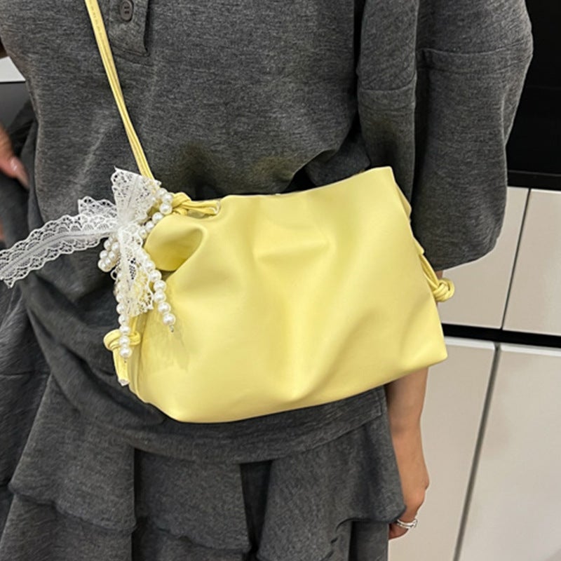 Women'S Bag, Simple Textured Pleated Bag, Drawstring Lucky Bag, Women'S Shoulder Bag, Crossbody Bag, Small Women'S Bag, Versatile For - Image 1