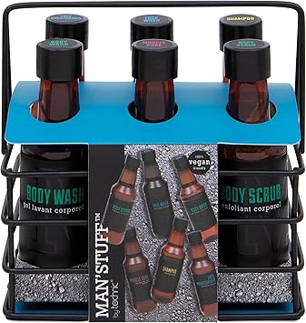 Technic Man Stuff The 6 Pack Mens Shower Body Wash Essential Toiletries Set with Caddy - Image 1