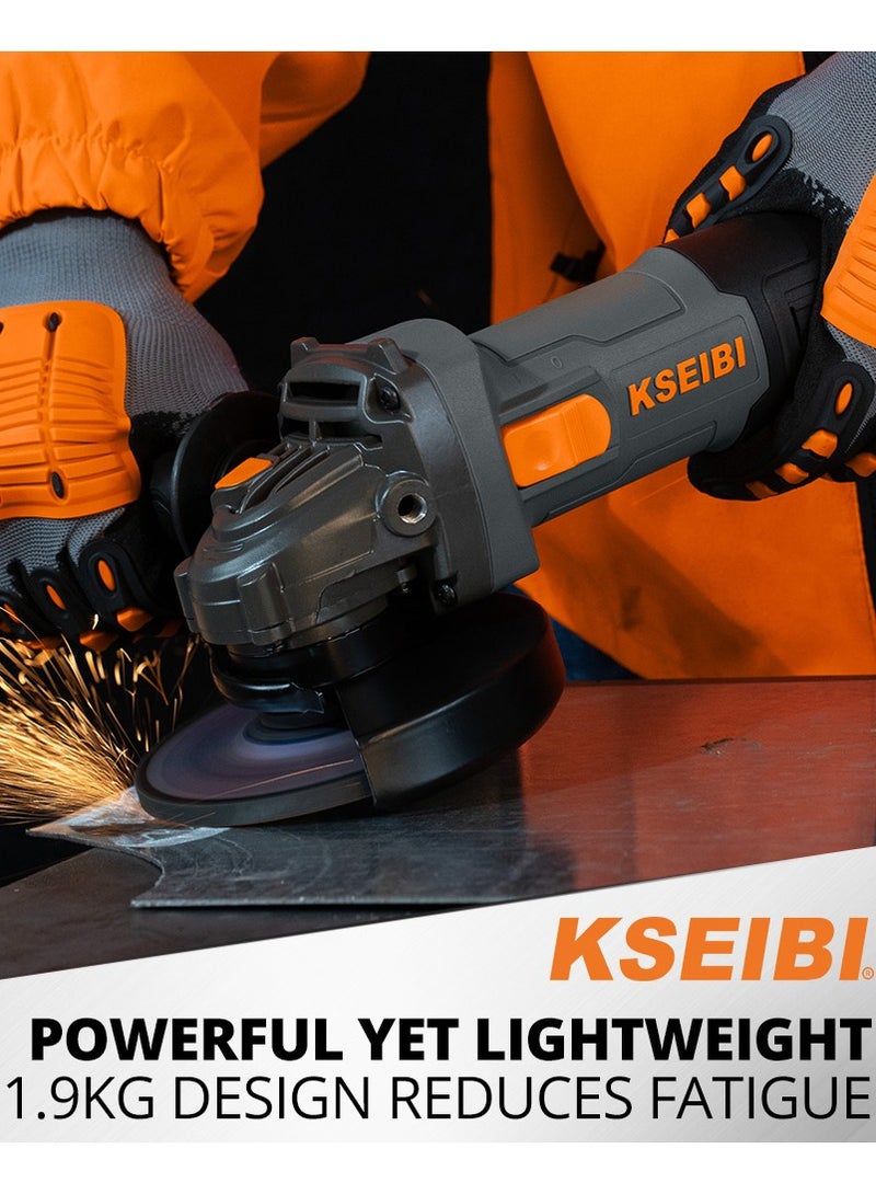 كسيبي منشار الزوايا 850 وات، قطر القرص 115 ملم، أداة طحن كهربائية 11000 دورة في الدقيقة، آلة طحن دقيقة لقطع وطحن المعادن والحجر والخشب والتلميع وإزالة الصدأ. - Image 2