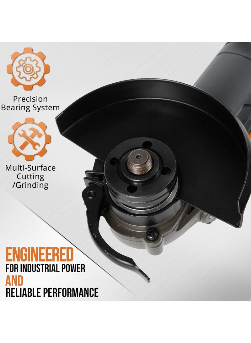 كسيبي منشار الزوايا 850 وات، قطر القرص 115 ملم، أداة طحن كهربائية 11000 دورة في الدقيقة، آلة طحن دقيقة لقطع وطحن المعادن والحجر والخشب والتلميع وإزالة الصدأ. - Image 3