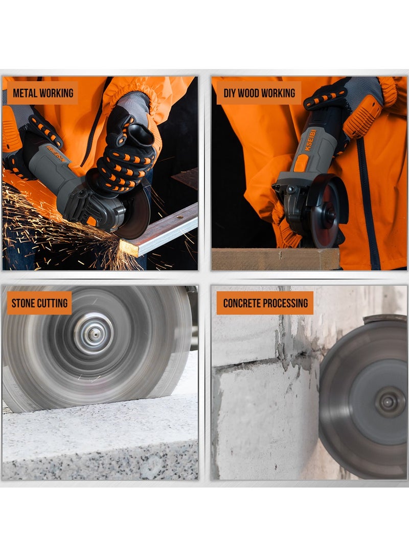 كسيبي منشار الزوايا 850 وات، قطر القرص 115 ملم، أداة طحن كهربائية 11000 دورة في الدقيقة، آلة طحن دقيقة لقطع وطحن المعادن والحجر والخشب والتلميع وإزالة الصدأ. - Image 4