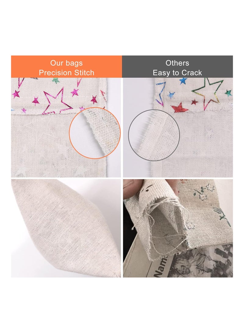 SOLARAE 20PCS 13 x 18CM Colorful Star Print Linen Burlap Bags, Lightweight Drawstring Gift Pouches, Breathable Jute Sacks for Jewelry, Weddings, Parties, Birthdays, and DIY Crafts. - Image 5