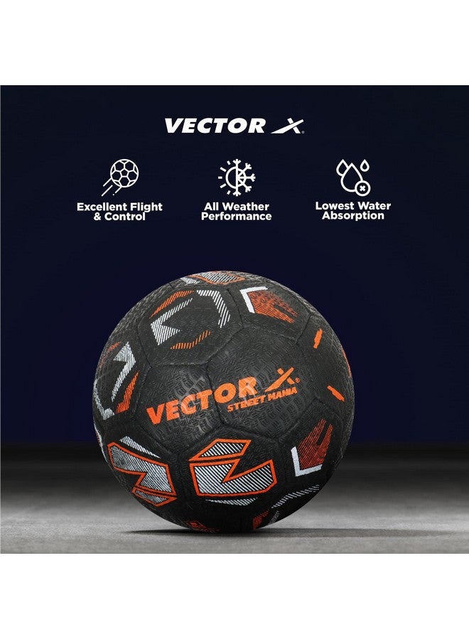 Vector X Street Mania Rubberised Hand Stitched Indoor/Outdoor Water-Resistant Football with Latex Bladder, Black-Orange, Size 5, Suitable for Match and Training for Adults 15+ Years - Image 2