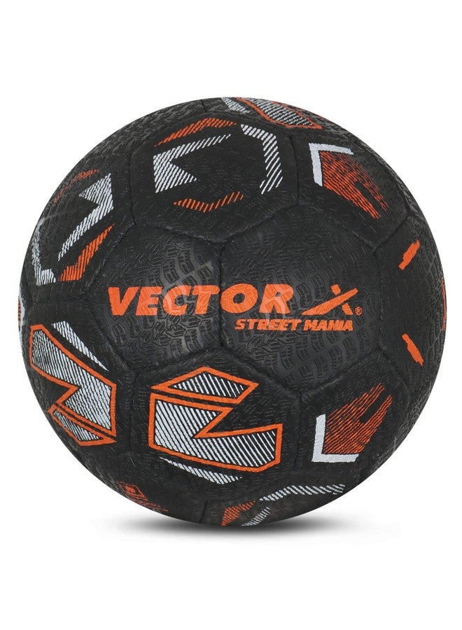 Vector X Street Mania Rubberised Hand Stitched Indoor/Outdoor Water-Resistant Football with Latex Bladder, Black-Orange, Size 5, Suitable for Match and Training for Adults 15+ Years - Image 1