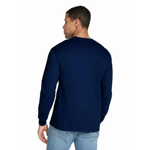 Gildan Men's Ultra Cotton Long Sleeve T-Shirt, Style G2400, Multipack, Navy (2-Pack), X-Large - Image 3