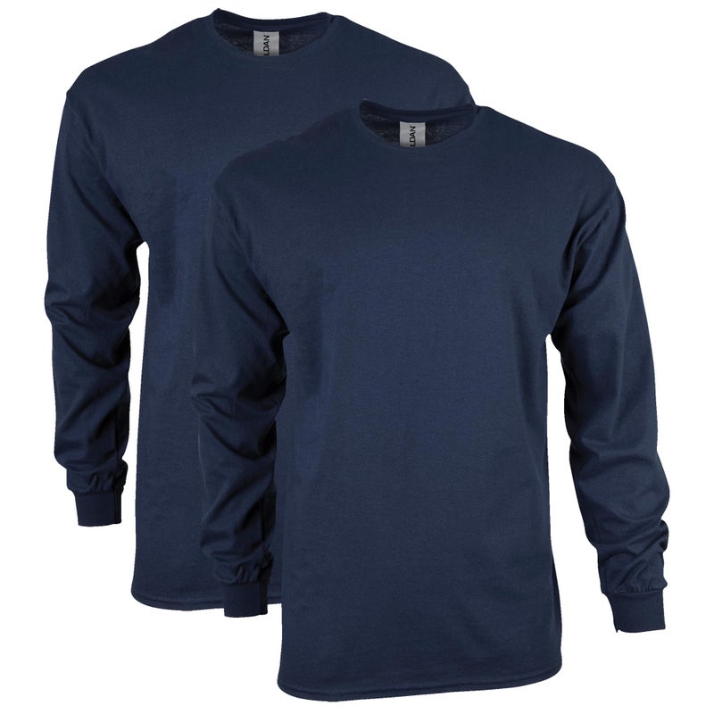 Gildan Men's Ultra Cotton Long Sleeve T-Shirt, Style G2400, Multipack, Navy (2-Pack), X-Large - Image 5