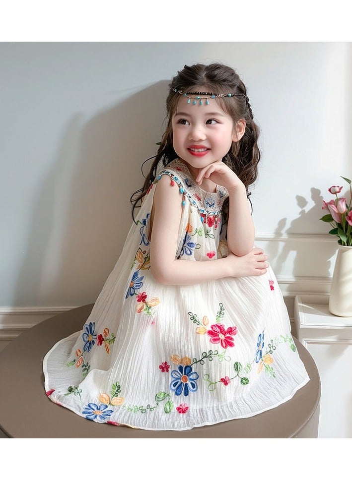 A.M New Boutique Summer Children Skirt Strapless Embroidery Flower Princess Dresses for Girls - Image 1