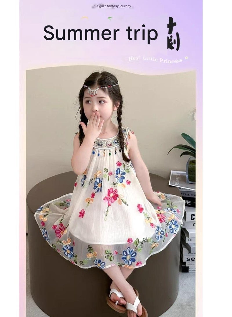 A.M New Boutique Summer Children Skirt Strapless Embroidery Flower Princess Dresses for Girls - Image 2