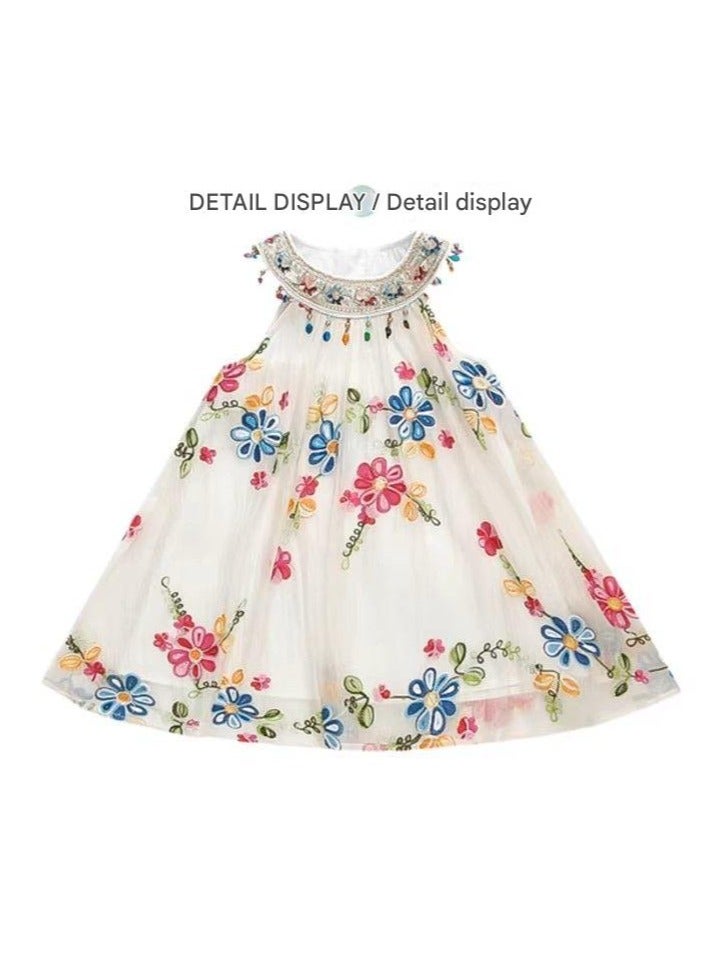 A.M New Boutique Summer Children Skirt Strapless Embroidery Flower Princess Dresses for Girls - Image 3