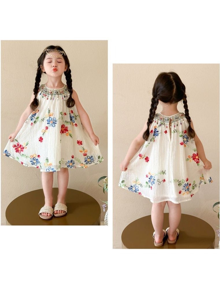 A.M New Boutique Summer Children Skirt Strapless Embroidery Flower Princess Dresses for Girls - Image 4