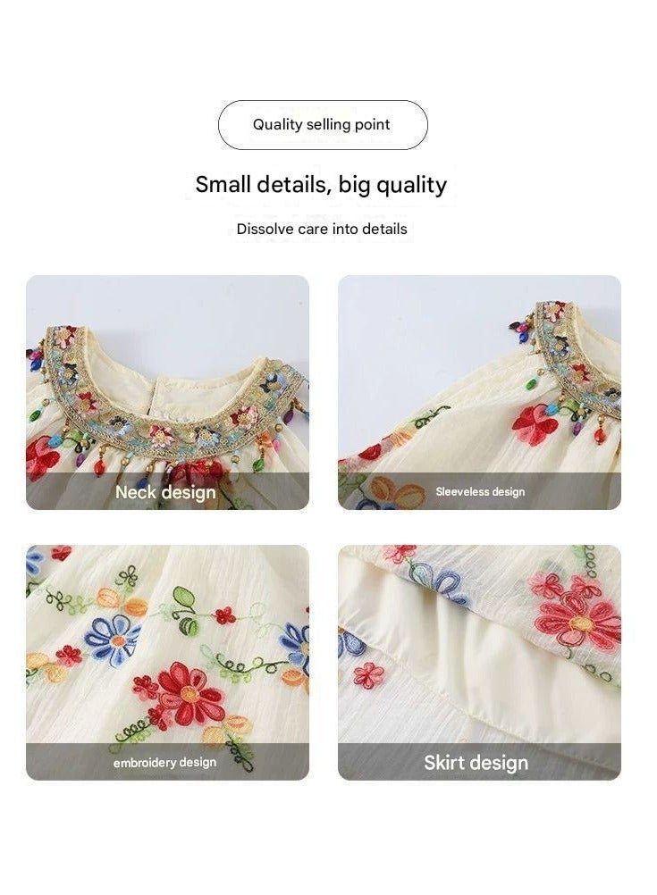A.M New Boutique Summer Children Skirt Strapless Embroidery Flower Princess Dresses for Girls - Image 5