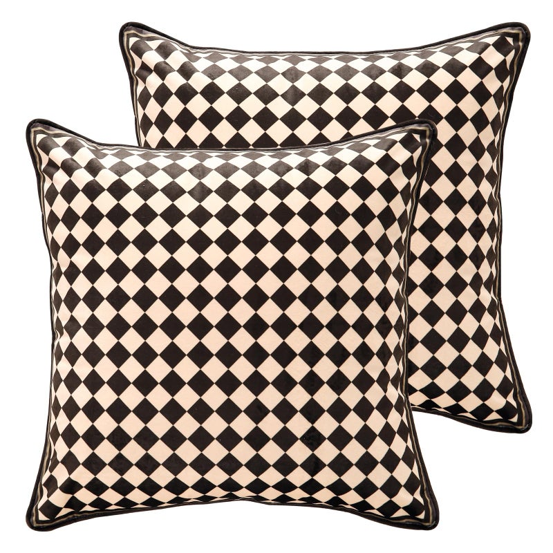 patdrea Designer Rectangle Animal Print Velvet Throw Pillow Cover 18x18 inchesBrown Yellow Checkered PatternDecorative Lumbar Pillowcases Cushion for Bed Living Room Outdoor CarPack of 2 - Image 2