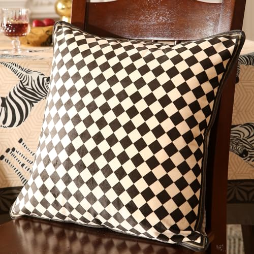 patdrea Designer Rectangle Animal Print Velvet Throw Pillow Cover 18x18 inchesBrown Yellow Checkered PatternDecorative Lumbar Pillowcases Cushion for Bed Living Room Outdoor CarPack of 2 - Image 3