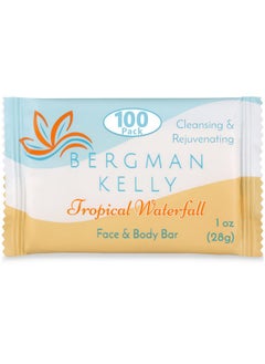 BERGMAN KELLY BERGMAN KELLY - Hotel Soap Bars - Tropical Waterfall, 1 oz, 100 PK - Travel Size Luxury Bulk Amenities Bar Soap - Mini Individually Wrapped Rectangular Soap, Small Toiletries for Airbnb & Motel  - Image 1
