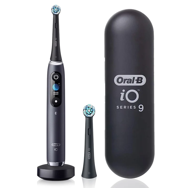 Oral-B iO9 Black Rechargeable Toothbrush. iO technology, AI with 3D Teeth Tracking, 7 Smart modes. Interactive Display, 3hrs. Fast Magnetic Charger - iOM9.2B2.2AD