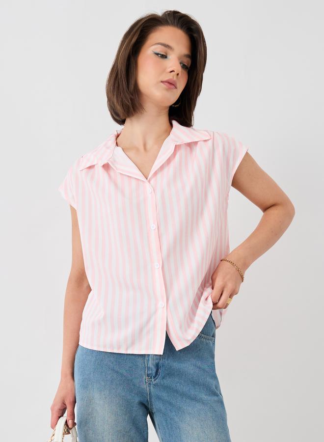 Take Two Take Two Striped Sleeveless Spread Collar Shirt - Image 1