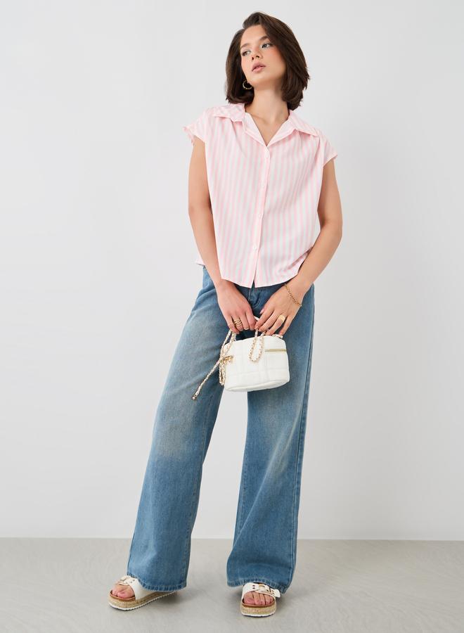 Take Two Take Two Striped Sleeveless Spread Collar Shirt - Image 2