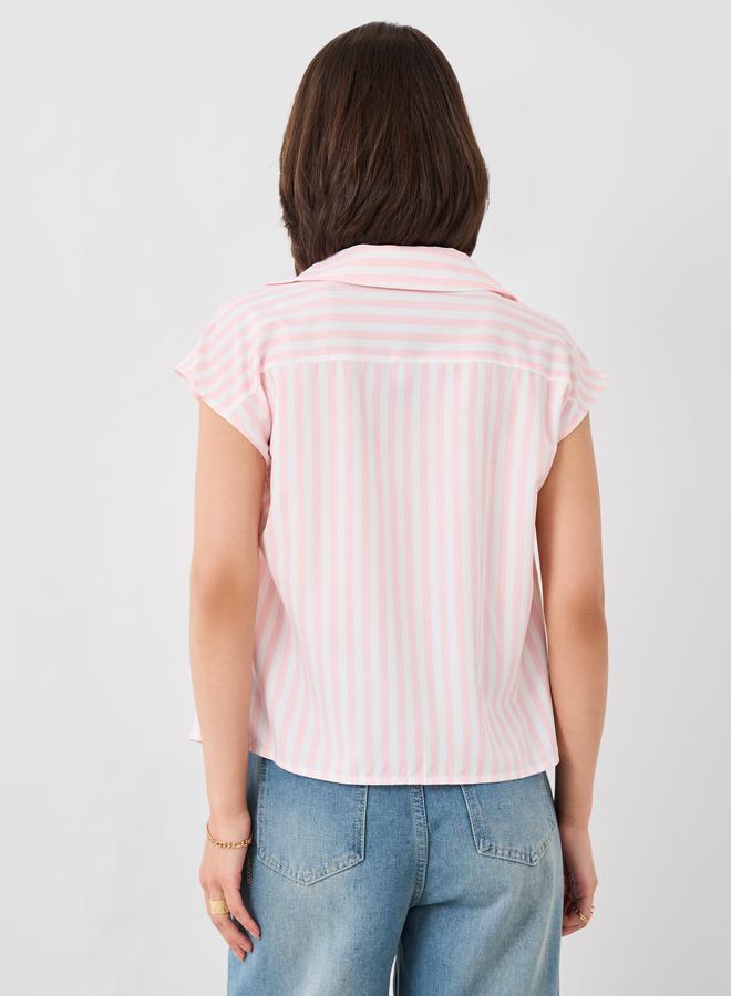 Take Two Take Two Striped Sleeveless Spread Collar Shirt - Image 5