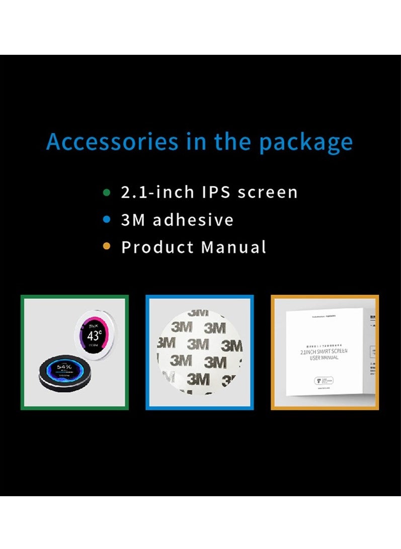 Generic - USB 2.1 Inch Watercool Screen 480x480 IPS Secondary Screen 2.1'' Round LCD for Desk PC CPU GPU RAM HDD Monitoring Freely AIDA64 - Image 1