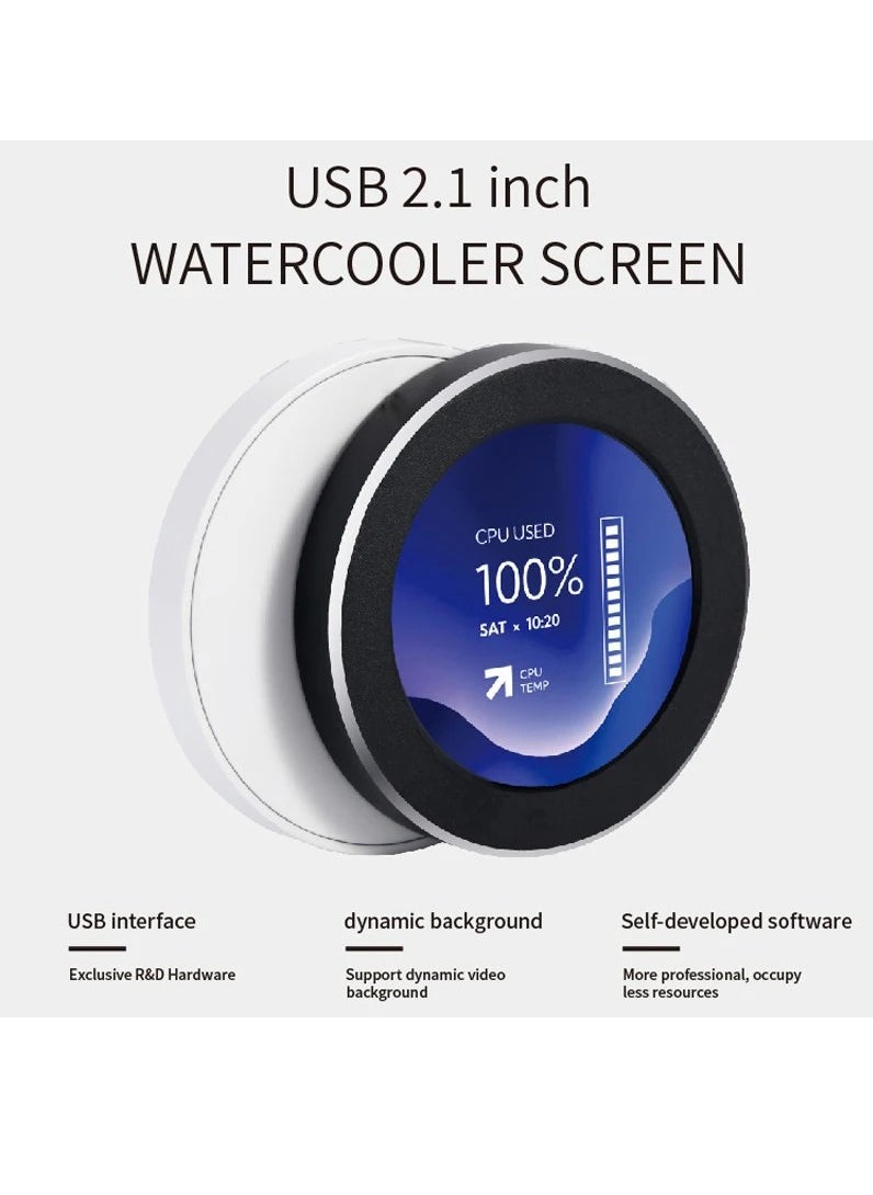 Generic - USB 2.1 Inch Watercool Screen 480x480 IPS Secondary Screen 2.1'' Round LCD for Desk PC CPU GPU RAM HDD Monitoring Freely AIDA64 - Image 1