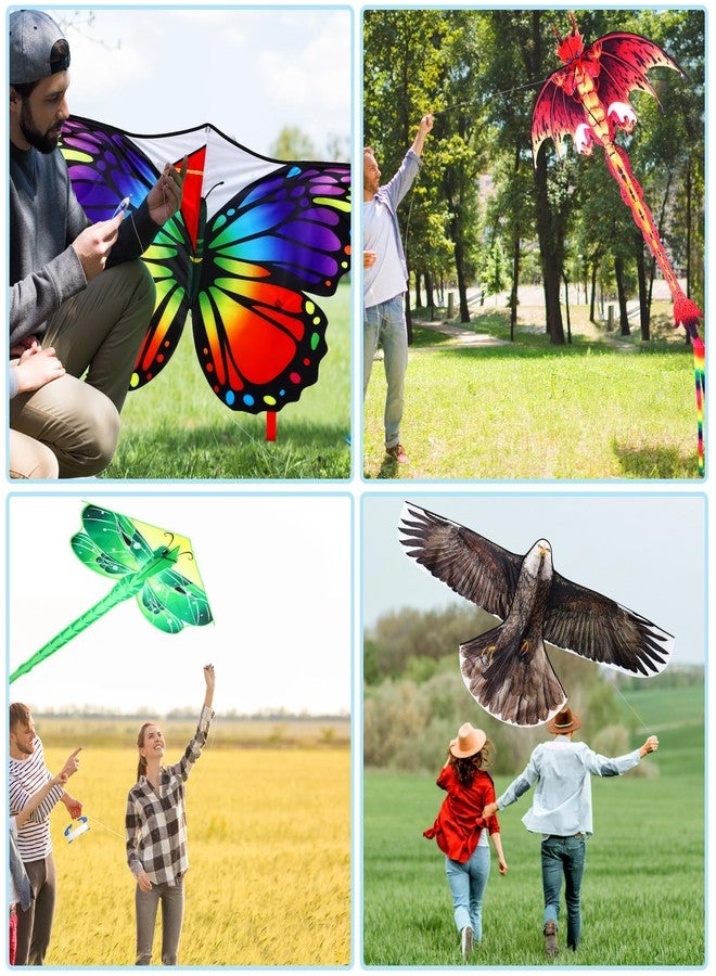 Silipull 6 Pack Large Flying Animal Kites for Adults with Reel and String Eagle Dragon Butterfly Dragonfly Octopus Snake Pterodactyl Dinosaur Kites for Beach Outdoor Park Game Activities - Image 3