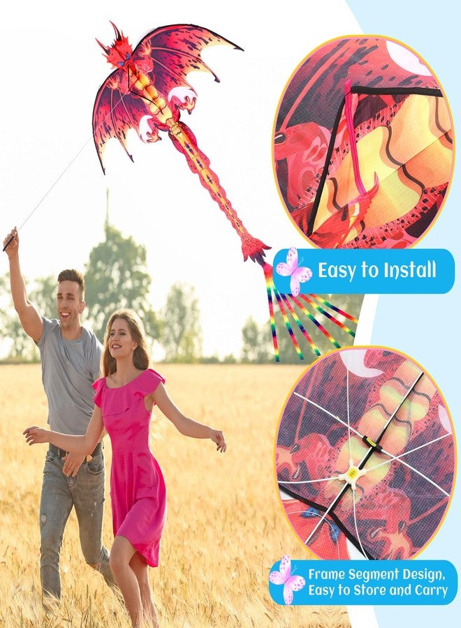 Silipull 6 Pack Large Flying Animal Kites for Adults with Reel and String Eagle Dragon Butterfly Dragonfly Octopus Snake Pterodactyl Dinosaur Kites for Beach Outdoor Park Game Activities - Image 4