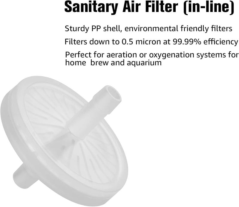 Ferroday 5/16 Barbed Air Line Filter [4 PCS]- Sanitary Air Filter Air Line Fittings for Beer Brew Keg Air Filter for Homebrew White Air Filter for Fish Tank Translucent Plastic Gas Line Fitting - Image 5