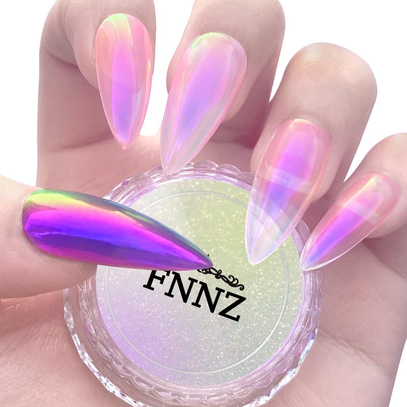 FNNZ Unicorn Chrome Nail Powder, Aurora Unichrome Mermaid Aurora Pigment Pearlescent Nail Art Glitter Dust Decoration for Home DIY Salon Manicure - Cyber Mirage - Image 1