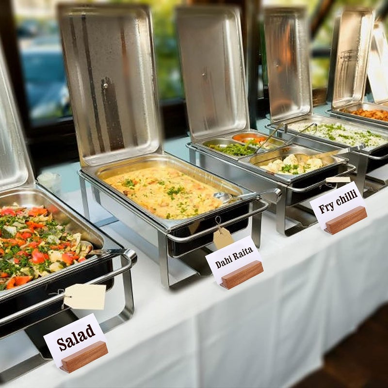 MIHAD Wooden Place Card Holders | Table Number Holders | Photo, Business card Display Stand For Desk, Tabletop , Dinner Home Party, Events, Restaurant Table Nos. Cards, Photo Holders, Postcard, (12) - Image 4