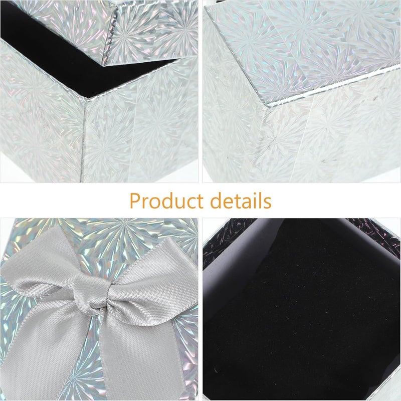 WESIEVYA Foldable Gray Paper Boxes with Lids and Ribbon, Small 9x8.5x5.5cm Set for Birthday, Bridesmaid, and Party Favor Packaging - Image 3