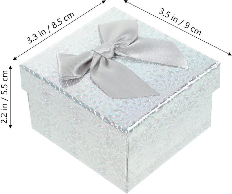 WESIEVYA Foldable Gray Paper Boxes with Lids and Ribbon, Small 9x8.5x5.5cm Set for Birthday, Bridesmaid, and Party Favor Packaging - Image 2