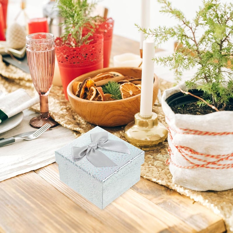WESIEVYA Foldable Gray Paper Boxes with Lids and Ribbon, Small 9x8.5x5.5cm Set for Birthday, Bridesmaid, and Party Favor Packaging - Image 5