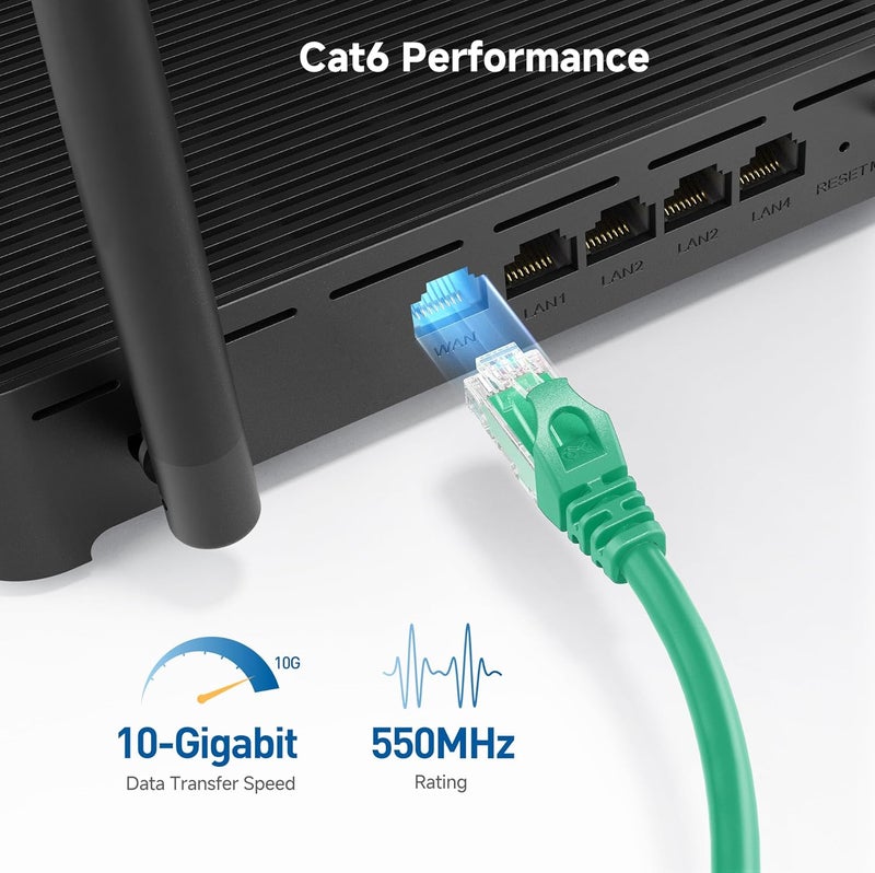 CableMatters 10Gbps 5-Color Combo Snagless Short Cat 6 Ethernet Cable - 1ft, Cat 6 Cable, Cat6 Cord, Ethernet Cord, Multicolored (Black, Blue, White, Green, Red) - Image 4
