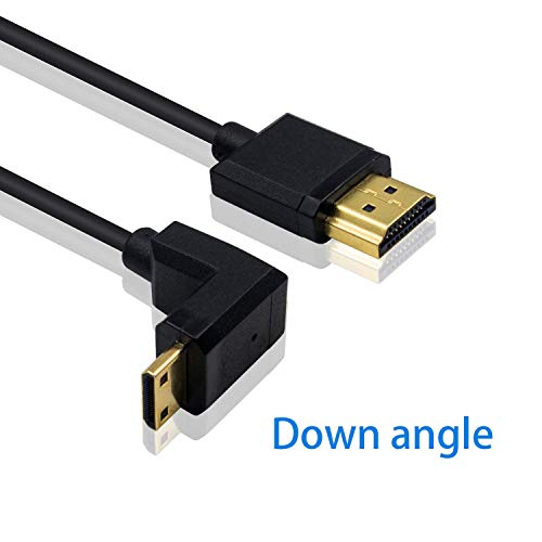 Duttek Coiled Mini HDMI to HDMI 90 Degree Cable 1 FT-4 FT, Ultra-Thin Down Angled HDMI Male to Mini HDMI Male Coiled Cable Support 4K Ultra HD, 1080p, 3D - Image 2