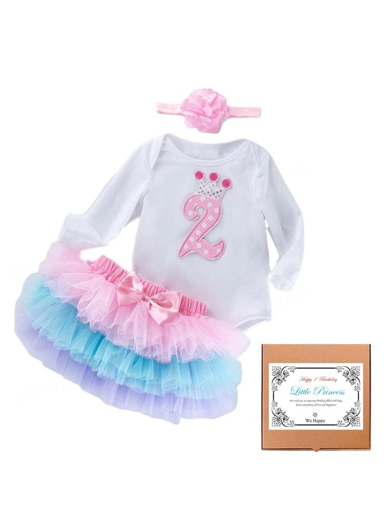 We Happy 3-Piece 2nd Birthday Baby Girls Dress Princess Costume - Image 1