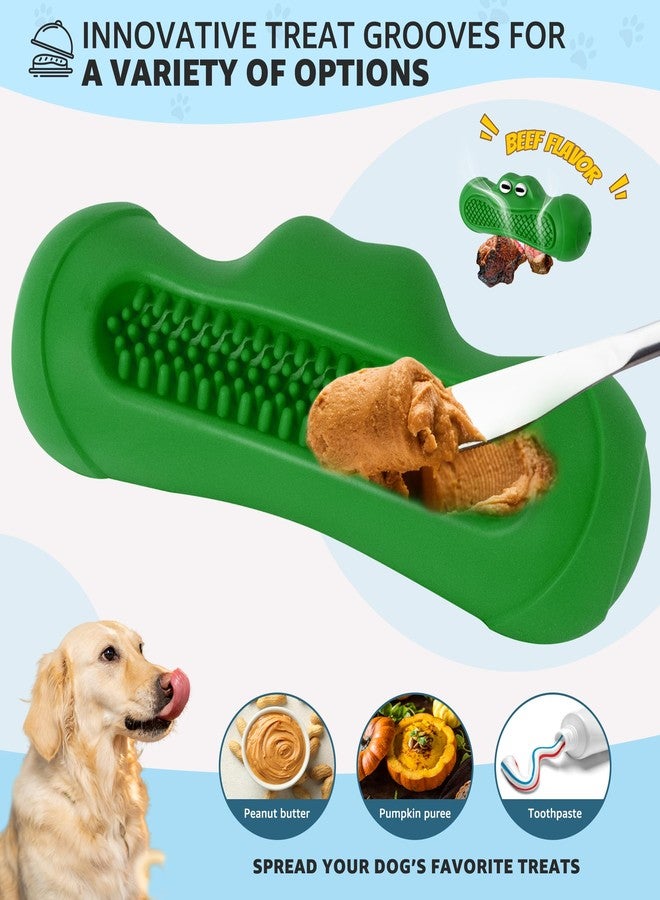 IPTPAS Durable Dog Chew Toy for Aggressive Chewers, Tough Natural Rubber Squeaky Dog Toy with Irresistible Beef Flavor, Dental Care, Teeth Cleaning & Boredom Relief for Medium & Large Dogs (Green) - Image 4