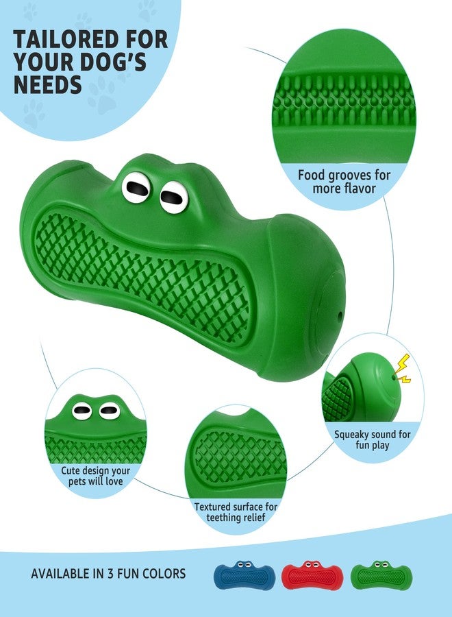 IPTPAS Durable Dog Chew Toy for Aggressive Chewers, Tough Natural Rubber Squeaky Dog Toy with Irresistible Beef Flavor, Dental Care, Teeth Cleaning & Boredom Relief for Medium & Large Dogs (Green) - Image 5