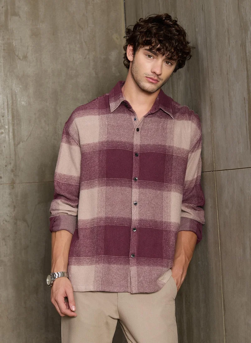 CAHOOT Cahoot Men's Multi Brushed Check Cotton Blend Shirt - 23211