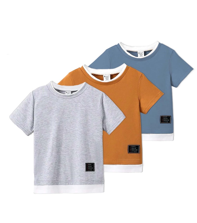KYDA KIDS® Boys 100% Cotton Regular Fit Half Sleeve Solid Round Neck Tshirt for Boys (Pack of 3) - Image 1