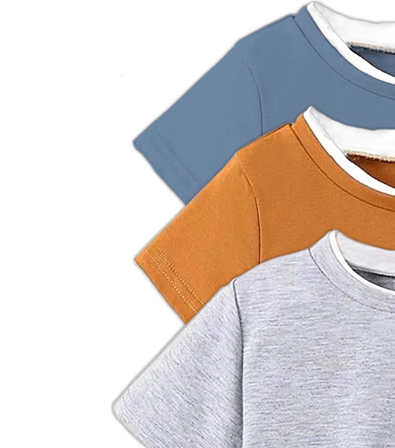 KYDA KIDS® Boys 100% Cotton Regular Fit Half Sleeve Solid Round Neck Tshirt for Boys (Pack of 3) - Image 5