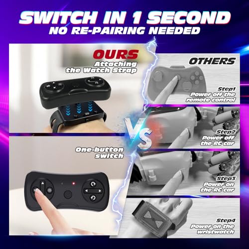 Tecnock Remote Control Car for Boys Girls 24GHz 4WD Gesture Sensing RC Stunt Car Toys 360 Rotating Double Sided Hand Controlled RC Cars with LED Lights Gifts for Kids Ages 68 812 - Image 5
