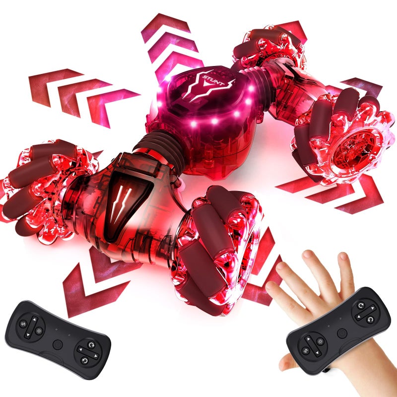 Tecnock Remote Control Car for Boys Girls 24GHz 4WD Gesture Sensing RC Stunt Car Toys 360 Rotating Double Sided Hand Controlled RC Cars with LED Lights Gifts for Kids Ages 68 812 - Image 3