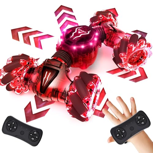 Tecnock Remote Control Car for Boys Girls 24GHz 4WD Gesture Sensing RC Stunt Car Toys 360 Rotating Double Sided Hand Controlled RC Cars with LED Lights Gifts for Kids Ages 68 812 - Image 1