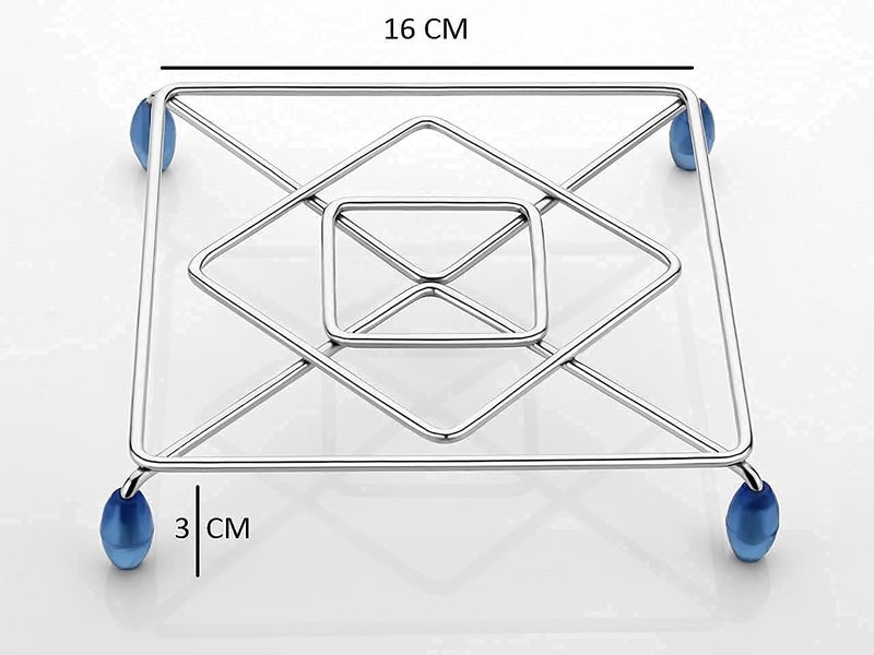 Elexiq Stainless Steel Square Hot Pots and Pans Metal Pot Holders MultiUse Great Heat Resistant Hot Pads for Kitchen Counter Upgrade Enlarged Hot Plate Holder Big Small Size 2 Pack - Image 3