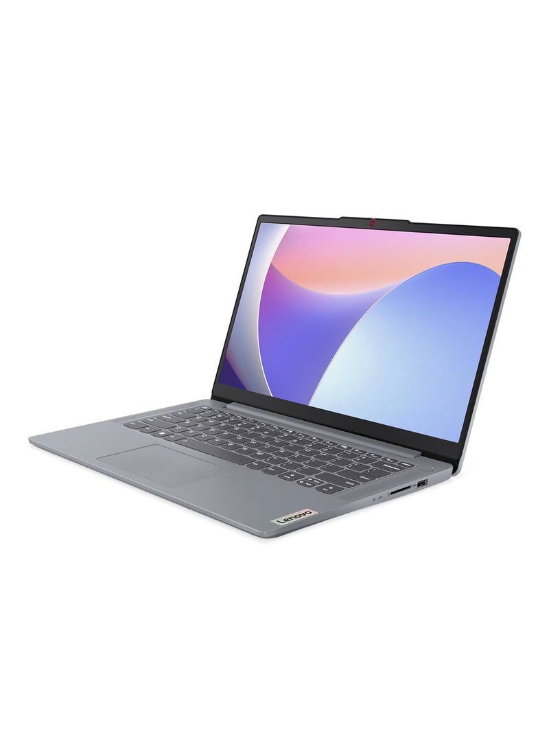 لينوفو لاب توب Ideapad Slim 3 بشاشة 14 بوصة، معالج Intel Core i3-N305، ذاكرة وصول عشوائي 8 جيجابايت، قرص صلب SSD بسعة 512 جيجابايت، معالج رسومات Intel UHD، نظام تشغيل Windows 11 Home باللغتين الإنجليزية والعربية، لون رمادي قطبي الإنجليزية/العربية - Image 1