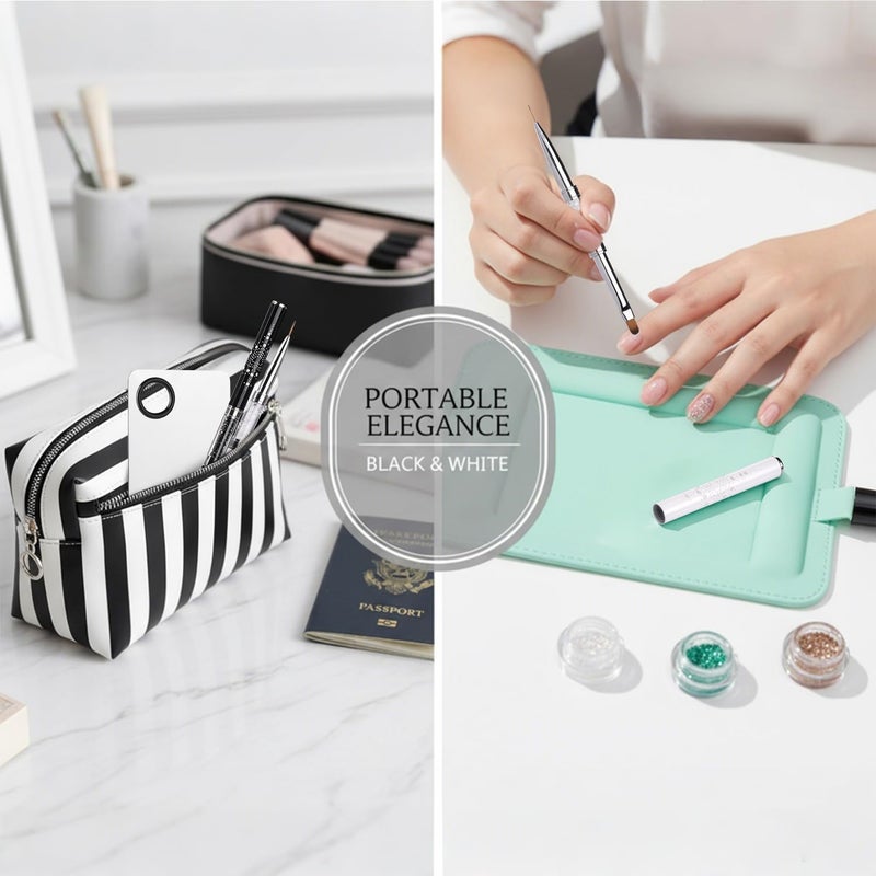 GEMSANVA Double Ended Nail Builder Gel Brush and Palette Set,French Tip Brushes Hard Gel,Flat/Oval Nail Brushes,Liner Brush & Spatula,Nail Design Tools for Salon & DIY Useï¼ˆ3PCSï¼‰ - Image 3