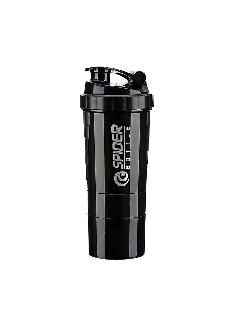 Generic Three Layers Protein Powder Shake Exercise Bottle 500ml black - Image 1